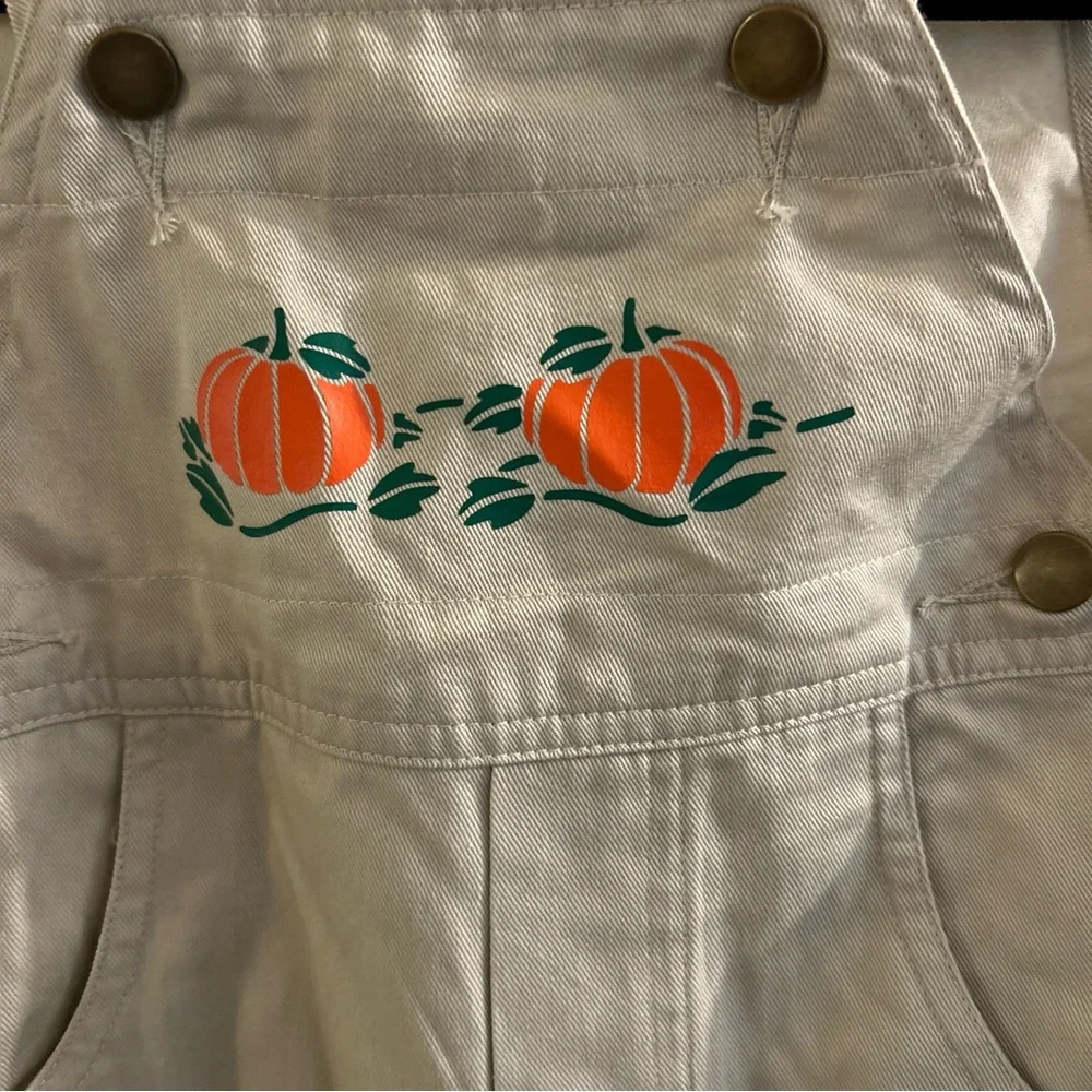 College Classic baby size 6 months overalls with pumpkin decal - Picture 2 of 7